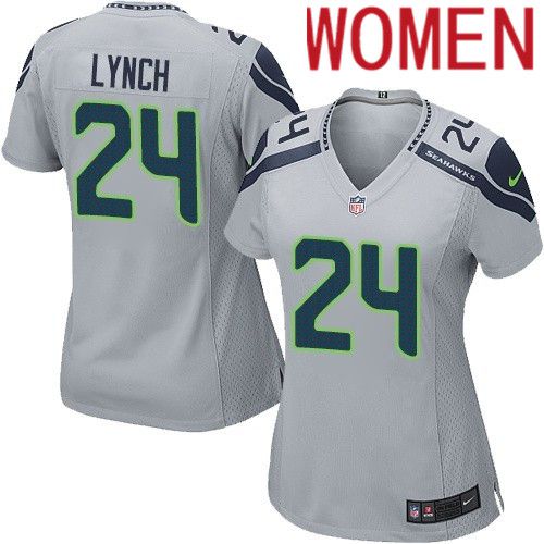 Women Seattle Seahawks #24 Marshawn Lynch Nike Gray Game NFL Jersey